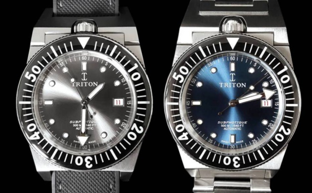 Triton, cadra gris perle et bleu Triton, cadra gris perle et bleu