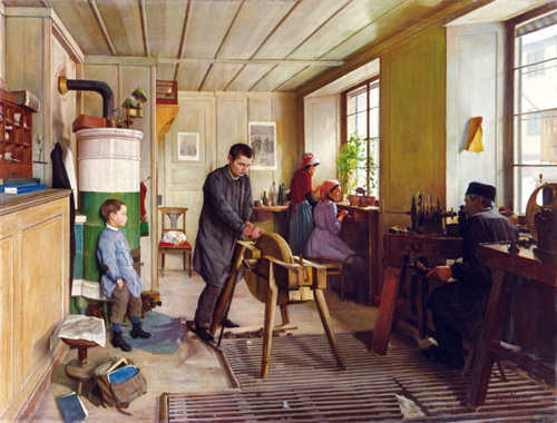 Edouard Kaiser (1855-1931) Polisseuses et Guillocheurs, 1896. Huile sur toile, 126 x 168 cm Musée des beaux-arts, Le Locle Edouard Kaiser (1855-1931) Polisseuses et Guillocheurs, 1896. Huile sur toile, 126 x 168 cm Musée des beaux-arts, Le Locle