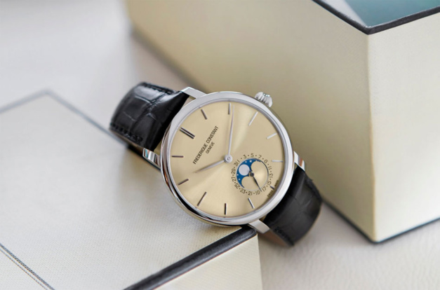Frédérique Constant Slimline Moonphase Manufacture : cadran soleillé ivoire Frédérique Constant Slimline Moonphase Manufacture : cadran soleillé ivoire