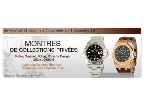 Vente de montres de luxe Vintage et contemporaines sur le site Internet Bestmarques.com le 28 novembre