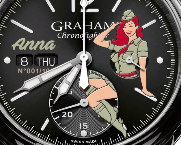 Graham Chronofighter Nose art : une pin-up au poignet Graham Chronofighter Nose art : une pin-up au poignet
