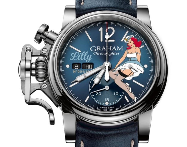 Graham Chronofighter Nose art : une pin-up au poignet Graham Chronofighter Nose art : une pin-up au poignet