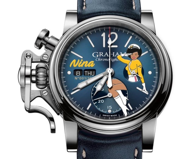 Graham Chronofighter Nose art : une pin-up au poignet Graham Chronofighter Nose art : une pin-up au poignet