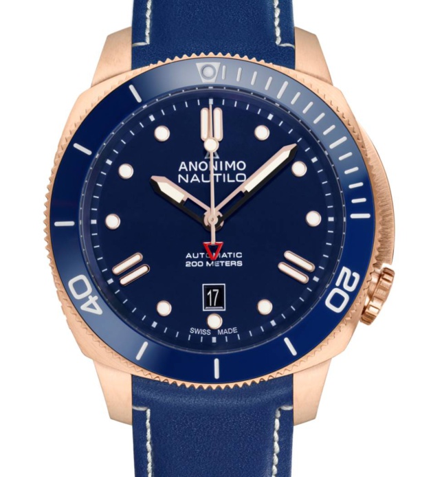 Anonimo Nautilo : belle version en bronze sur cadran bleu Anonimo Nautilo : belle version en bronze sur cadran bleu