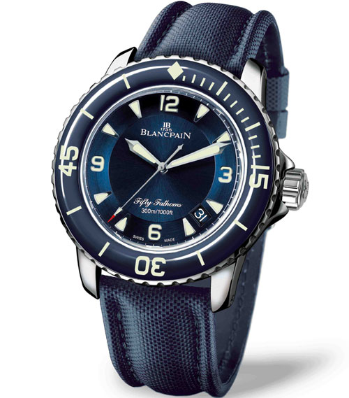 Blancpain Fifty Fathoms : or blanc et cadran bleu pour une édition limitée à 50 pièces monde