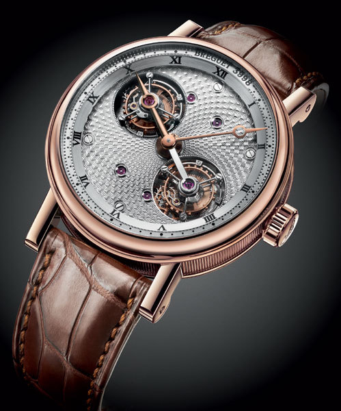 Double tourbillon Breguet en or rose