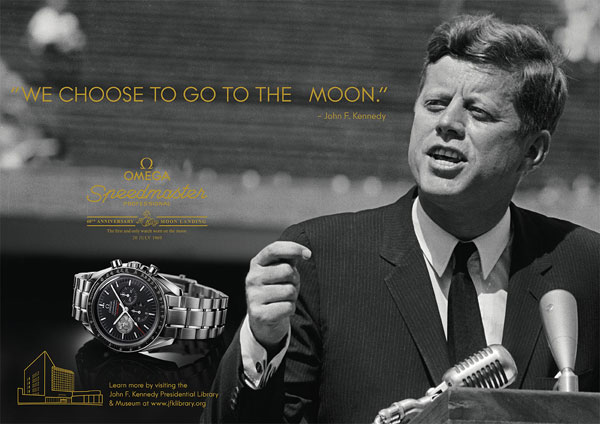 John Fitzgerald Kennedy dans la prochaine campagne de communication Omega