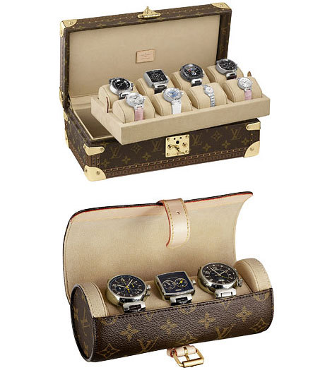 Louis Vuitton : un coffret et un étui à montres en toile monogram Louis Vuitton : un coffret et un étui à montres en toile monogram