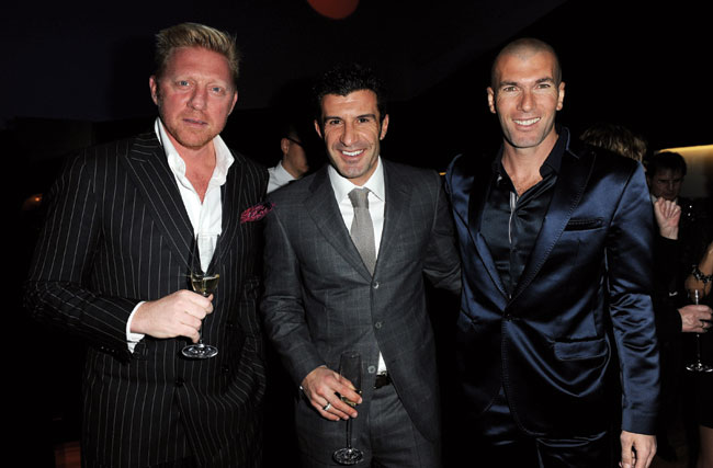 Boris Becker, Luís Figo et Zinedine Zidane