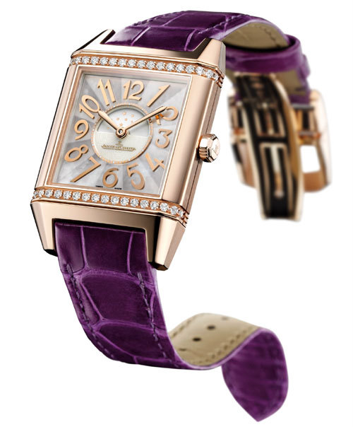 Reverso Squadra Lady Automatic : or rose, diamants, nacre blanche et indication jour/nuit