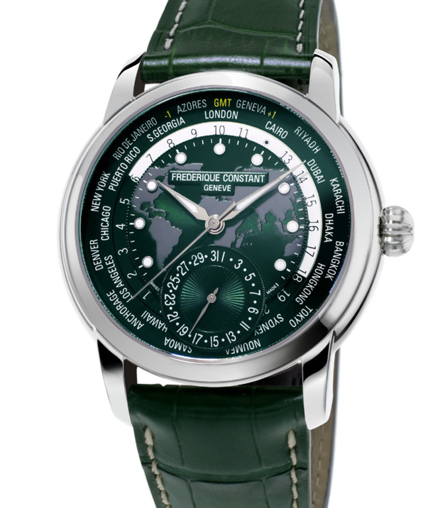 Frédérique Constant Manufacture Worldtimer : vert anglais en Helvétie Frédérique Constant Manufacture Worldtimer : vert anglais en Helvétie