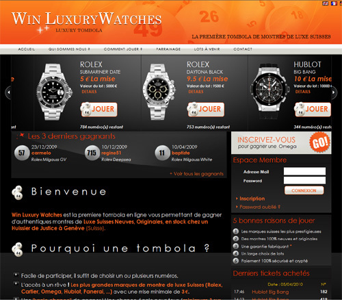 Win Luxury Watches ou comment gagner une Rolex Submariner en misant 5 euros !