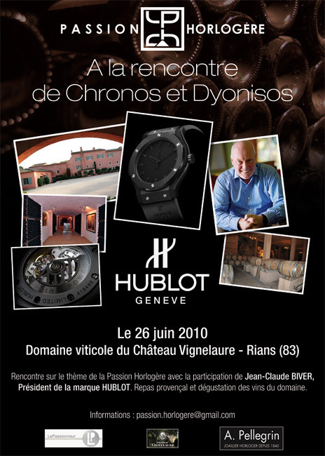 Passion Horlogère organise une rencontre avec Hublot le 26 juin dans le sud de la France Passion Horlogère organise une rencontre avec Hublot le 26 juin dans le sud de la France