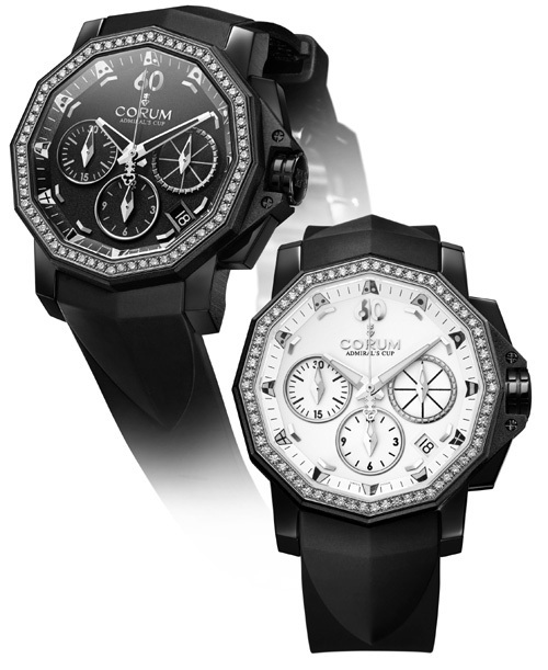 Admiral’s Cup Black Chronograph 40 : 127 grammes d’acier noir pour 66 diamants blancs Admiral’s Cup Black Chronograph 40 : 127 grammes d’acier noir pour 66 diamants blancs