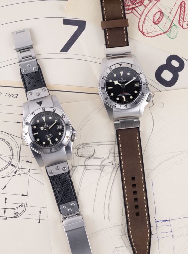 Tudor Black Bay P01 : le proto à gauche et la montre actuelle à droite