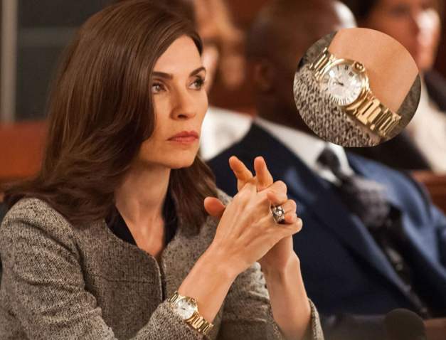 The good wife : Julianna Margulies porte une Ballon Bleu en or jaune de chez Cartier The good wife : Julianna Margulies porte une Ballon Bleu en or jaune de chez Cartier