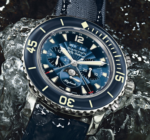Blancpain, une nouvelle Fifty Fathoms : chronographe Flyback à quantième complet et phase de Lune Blancpain, une nouvelle Fifty Fathoms : chronographe Flyback à quantième complet et phase de Lune