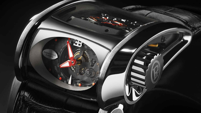 Bugatti Super Sport Parmigiani Fleurier : affichage latéral du temps pour lecture à 431 km/h