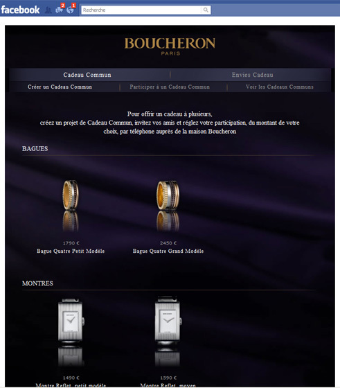 Boucheron lance une application « Cadeau Commun » sur Facebook Boucheron lance une application « Cadeau Commun » sur Facebook