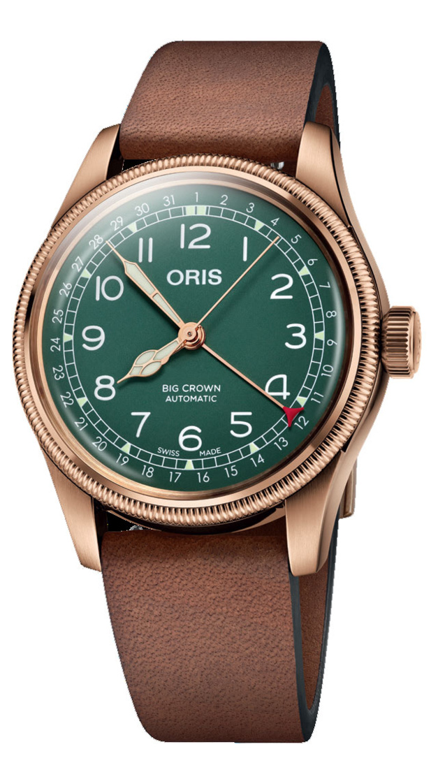 Oris Big Crown Pointer Date : boitier bronze et cadran vert pour une octogénaire très pimpante