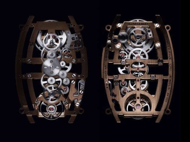 Cartier : une splendide montre Tonneau double fuseau horaire et squelette Cartier : une splendide montre Tonneau double fuseau horaire et squelette