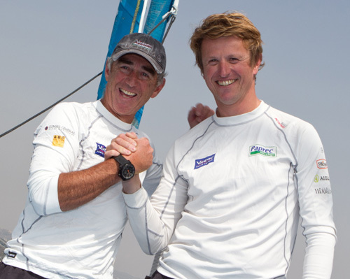 Loïck Peyron –ambassadeur Corum- et Jean-Pierre Dick remportent la Barcelona World Race
