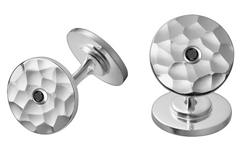 Disques Pi Dinh Van en argent martelé et diamants noirs Disques Pi Dinh Van en argent martelé et diamants noirs