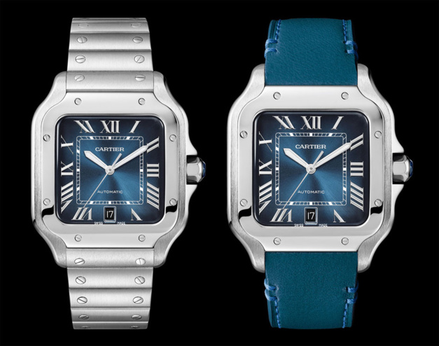 Cartier Santos avec cadran bleu dégradé très tendance