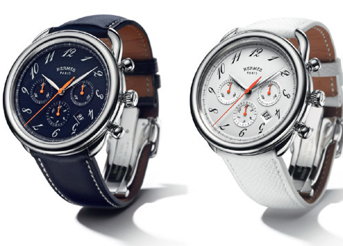 Hermès Arceau Chrono Colors : bleu, blanc, orange