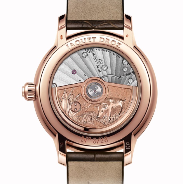 Jaquet Droz : le cochon en peinture miniature Jaquet Droz : le cochon en peinture miniature