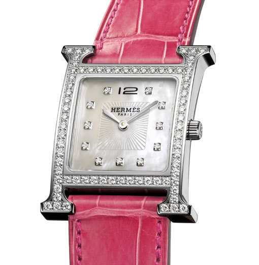 Hermès : montre Heure H en acier serti Hermès : montre Heure H en acier serti
