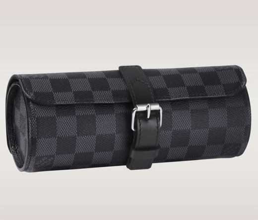 Etui à montres Louis Vuitton en toile Damier graphite