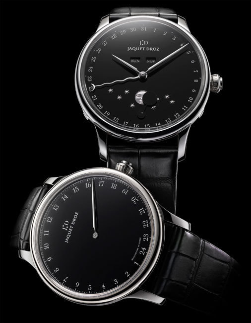 Jaquet Droz Eclipse onyx (en haut) et Grande Heure Onyx (en bas)