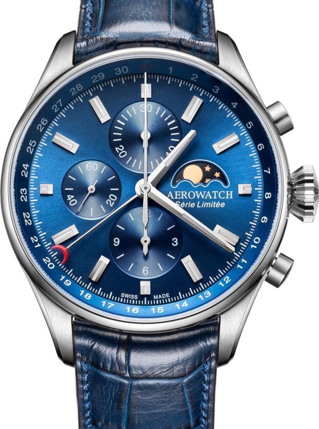 Aerowatch Les Grandes Classiques Chrono date et phase de Lune