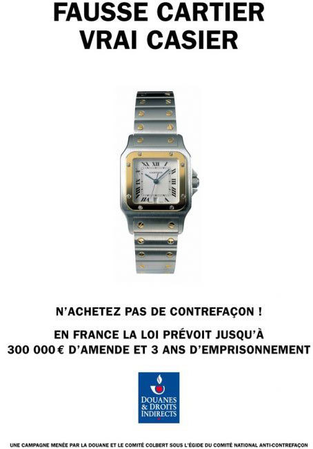 Montre online cartier contrefaçon