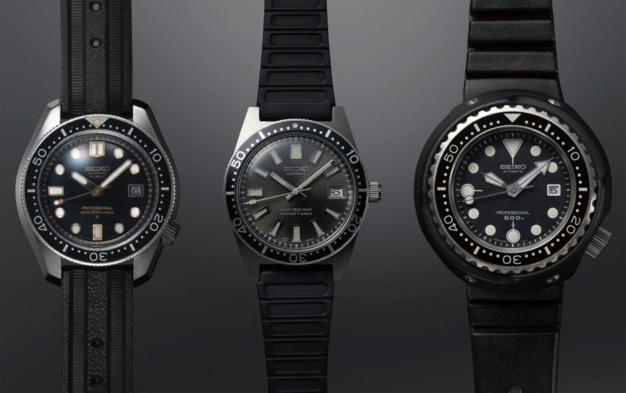La montre de plongée Hi-Beat de 1968, étanche à 300 m, la référence 62MAS de 1965, étanche à 150 m, et le modèle Professional de 1975, étanche à 600 m