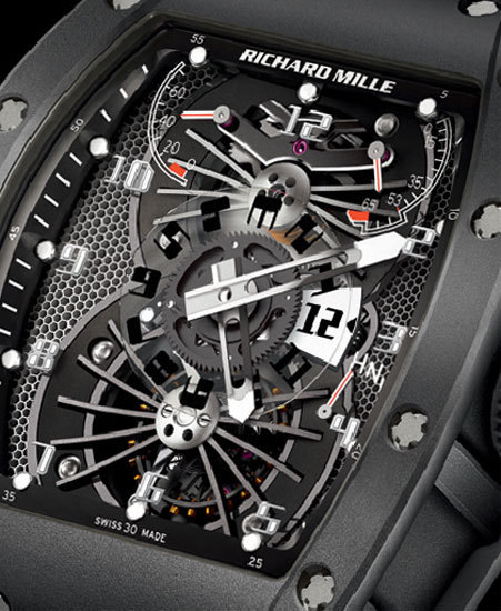 Richard Mille Tourbillon RM 022 Carbone (détail) Richard Mille Tourbillon RM 022 Carbone (détail)
