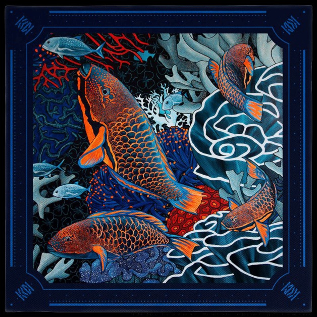 Maison Fétiche, pochette en soie, motif koi Maison Fétiche, pochette en soie, motif koi