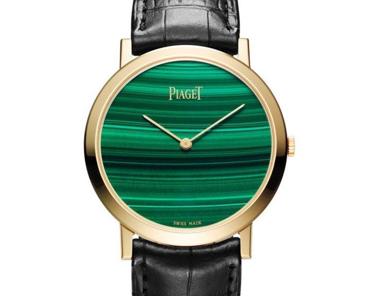 Altiplano 38mm Cadran Pierre Dure en or jaune, cadran en malachite, mouvement mécanique Piaget 430P