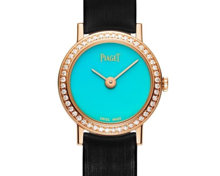 Altiplano 24mm Cadran Pierre Dure en or rose sertie de diamants, cadran en turquoise, mouvement quartz Piaget 690P