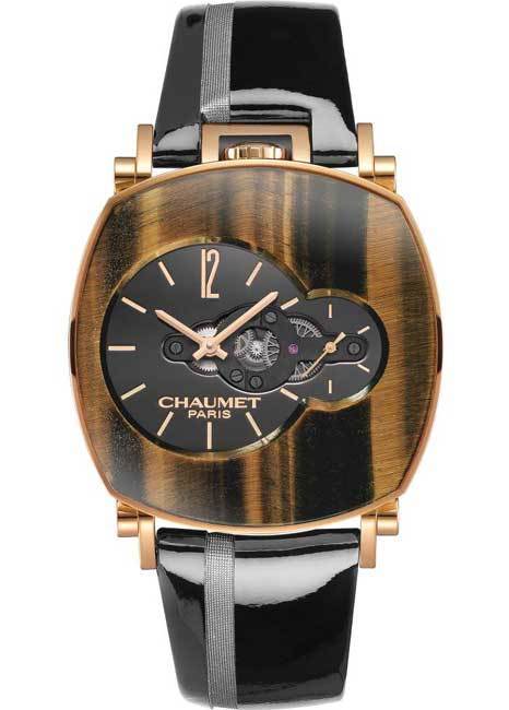 Chaumet Dandy Arty Open Face : Obsidienne neigeuse et Œil-de-tigre Chaumet Dandy Arty Open Face : Obsidienne neigeuse et Œil-de-tigre