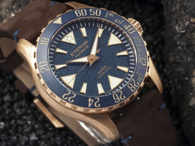 Eterna Kon Tiki bronze cadran bleu