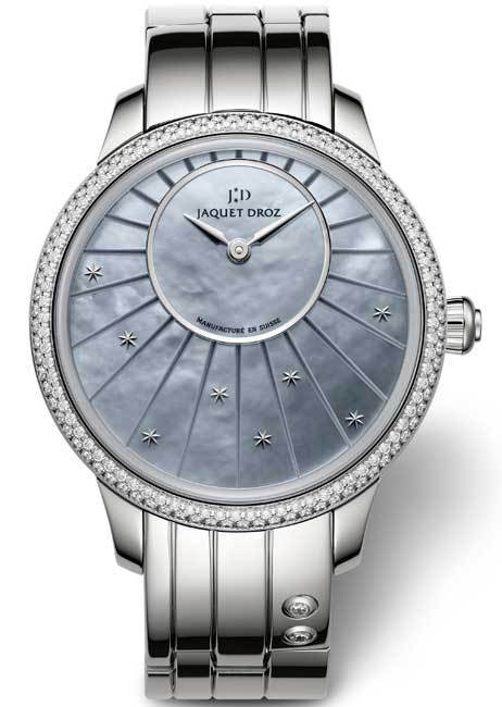 Jaquet Droz Petite Heure Minute 35 mm : acier et nacre pour une montre ultra-féminine Jaquet Droz Petite Heure Minute 35 mm : acier et nacre pour une montre ultra-féminine