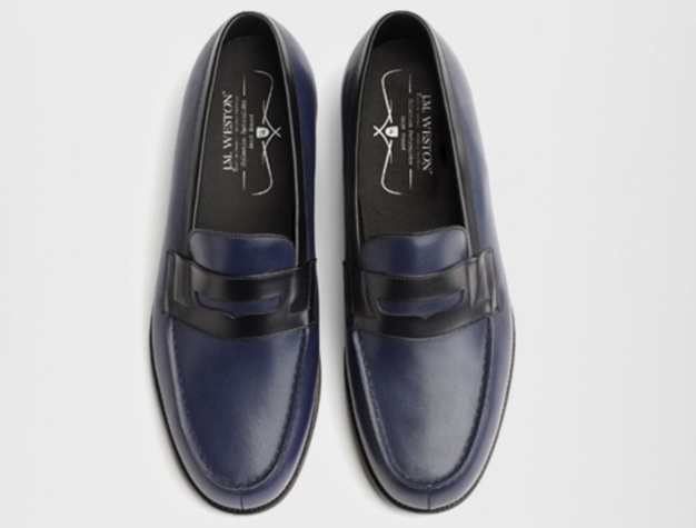 Mocassin Weston 180 box noir bleu océan Mocassin Weston 180 box noir bleu océan