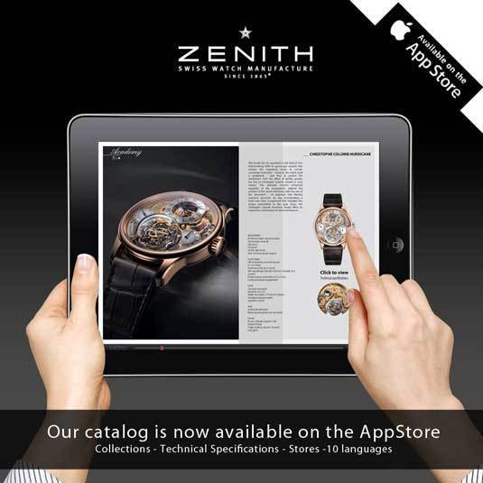 Zenith : le catalogue de la manufacture disponible sur une appli Apple