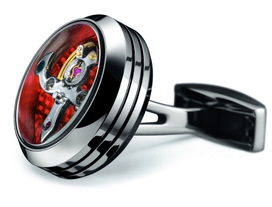 TF Est. 1968 boutons de manchette tourbillon carbone rouge