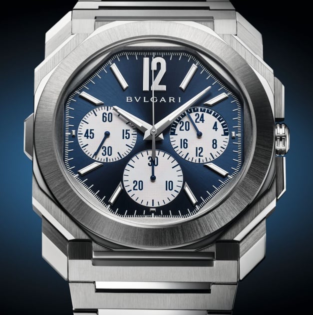 Octo Finissimo Chronographe GMT Automatique : retour en acier et cadran bleu Octo Finissimo Chronographe GMT Automatique : retour en acier et cadran bleu