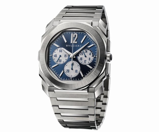 Octo Finissimo Chronographe GMT Automatique : retour en acier et cadran bleu Octo Finissimo Chronographe GMT Automatique : retour en acier et cadran bleu