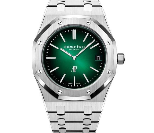 Audemars Piguet : l'ultra-luxe Royal Oak en platine et cadran vert fumé Audemars Piguet : l'ultra-luxe Royal Oak en platine et cadran vert fumé