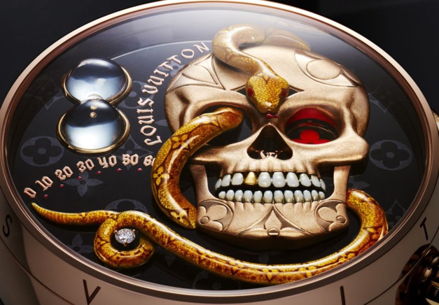 Louis Vuitton Tambour Carpe Diem : tête de mort pour ode à la vie Louis Vuitton Tambour Carpe Diem : tête de mort pour ode à la vie
